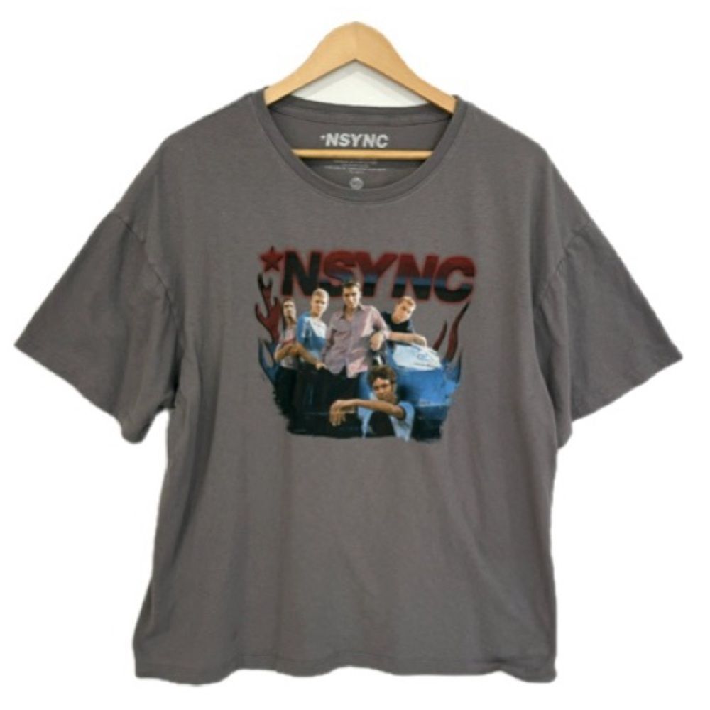 NSYNC Group Member Band T-Shirt Women Size XXL Grey Short Sleeve Graphic Tee Y2K